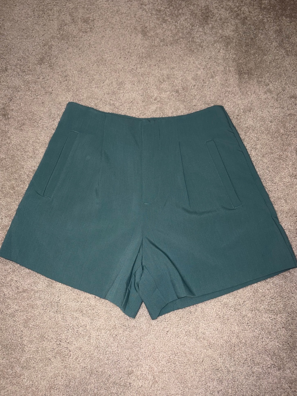 Teal High-Waist Tailored Shorts